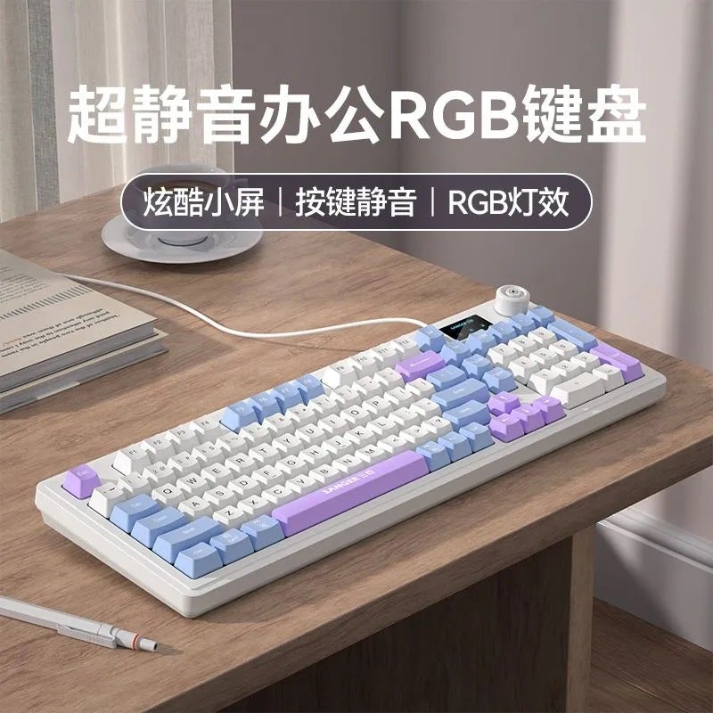 لوحة مفاتيح ساجي ثلاثية عملاقة K18Pro مع شاشة وإضاءة RGB تأثير 98 مفتاح عالمي - Image 3